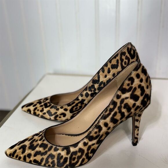 Sam Edelman Margie Leopard Print Heels 6M Real Fur Calf Hair Pointed Toe Classic - Picture 2 of 7
